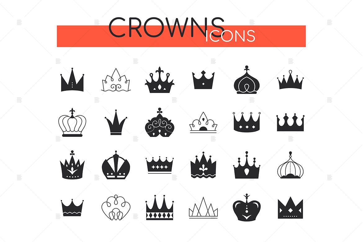 扁平化的黄冠款式创意设计图标图形下载[EPS]