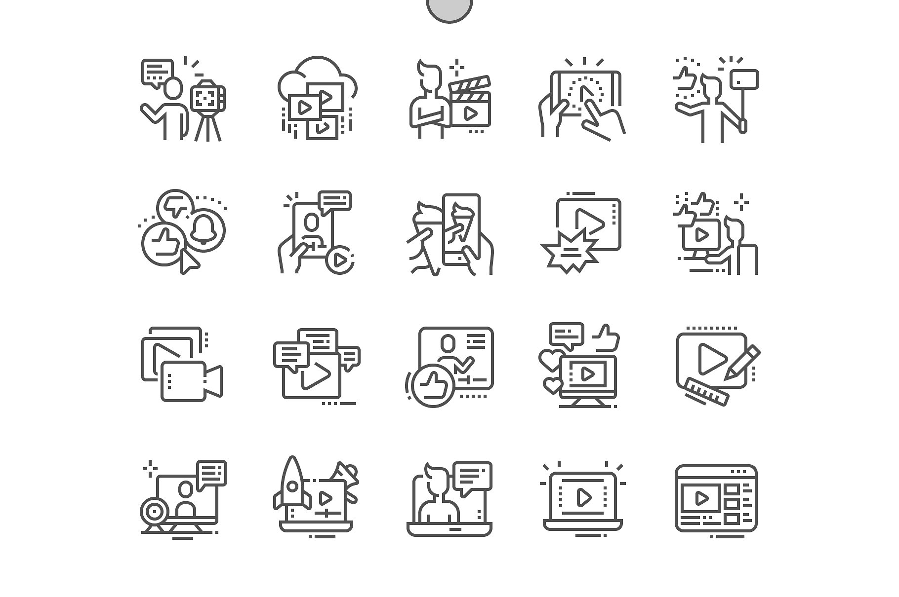 视频博客图标素材 Video Blogging Line Icons