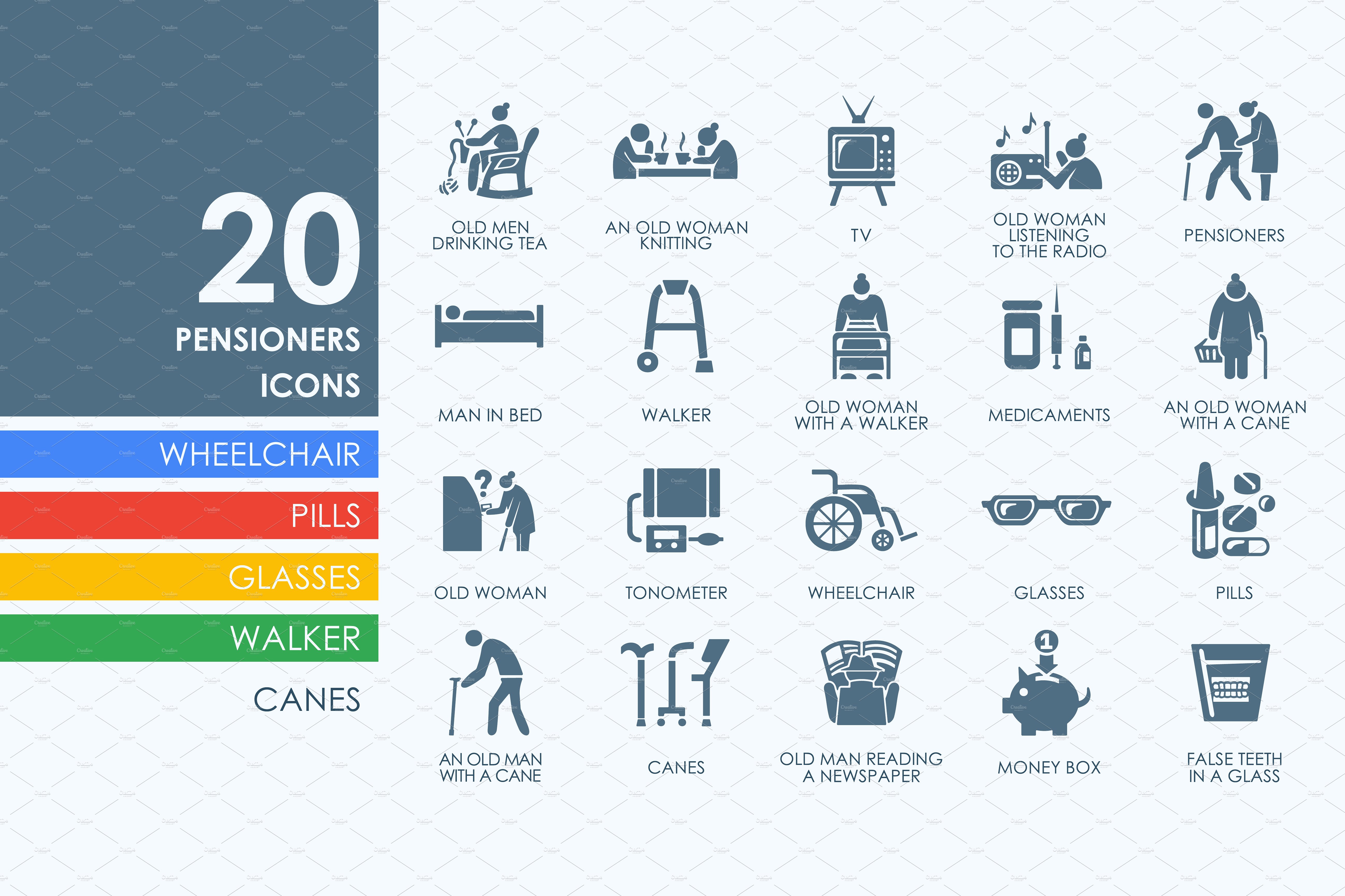 养老金图标素材 20 Pensioners icons