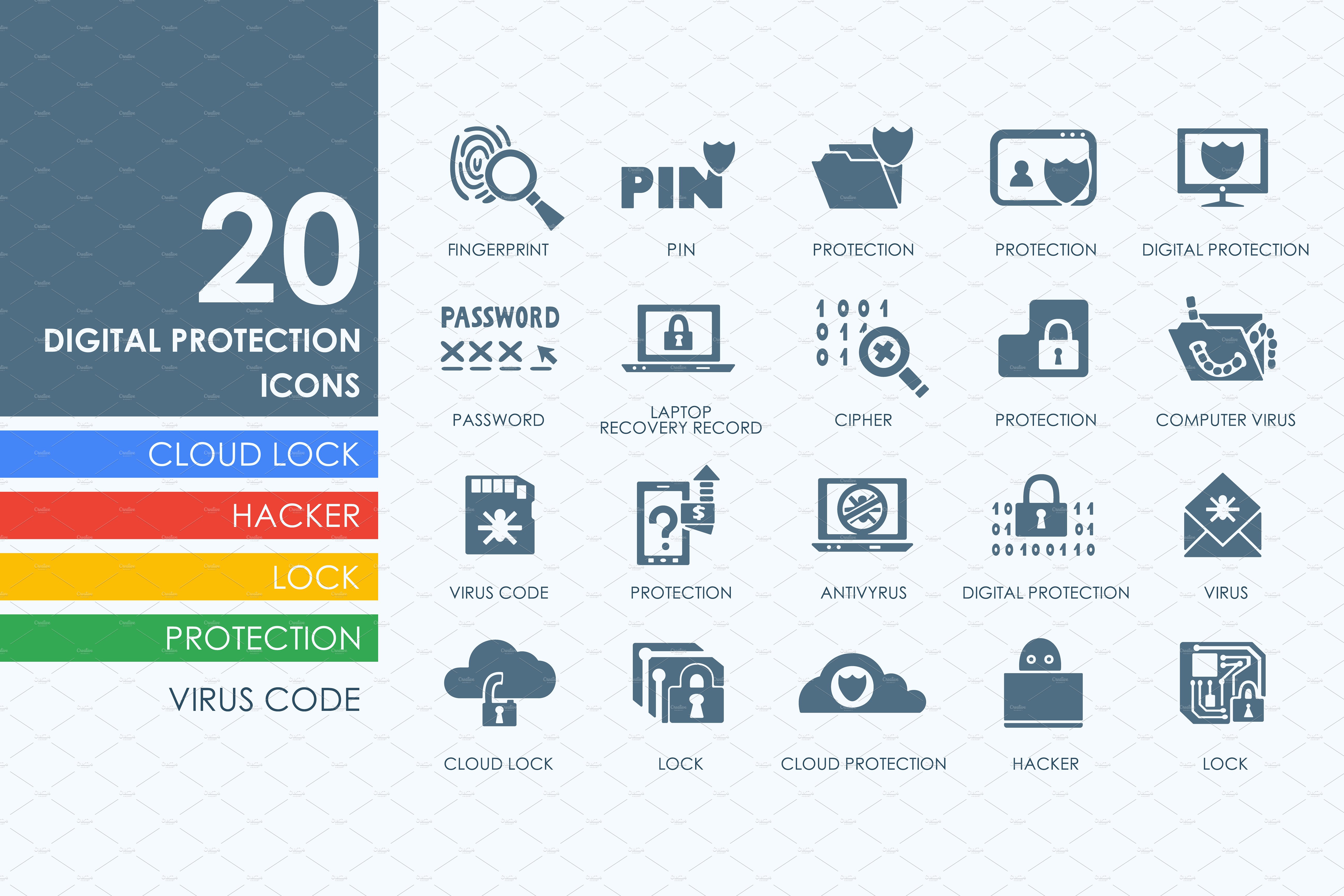 数字版权保护图标素材 20 Digital Protection icons