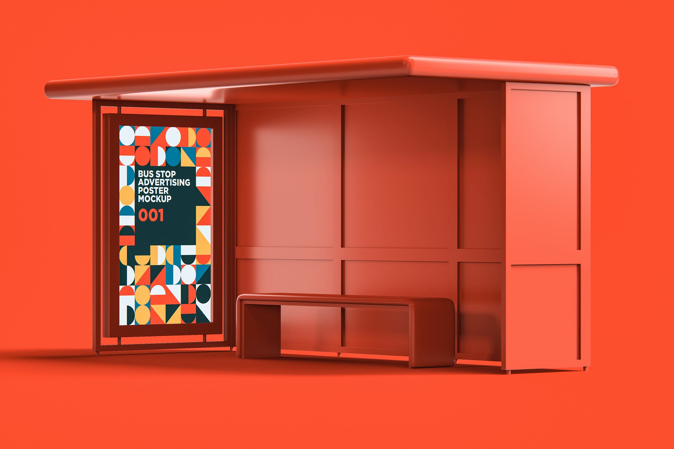 巴士站广告海报样机设计素材v1 Bus Stop Advertising Poster Mockup 001