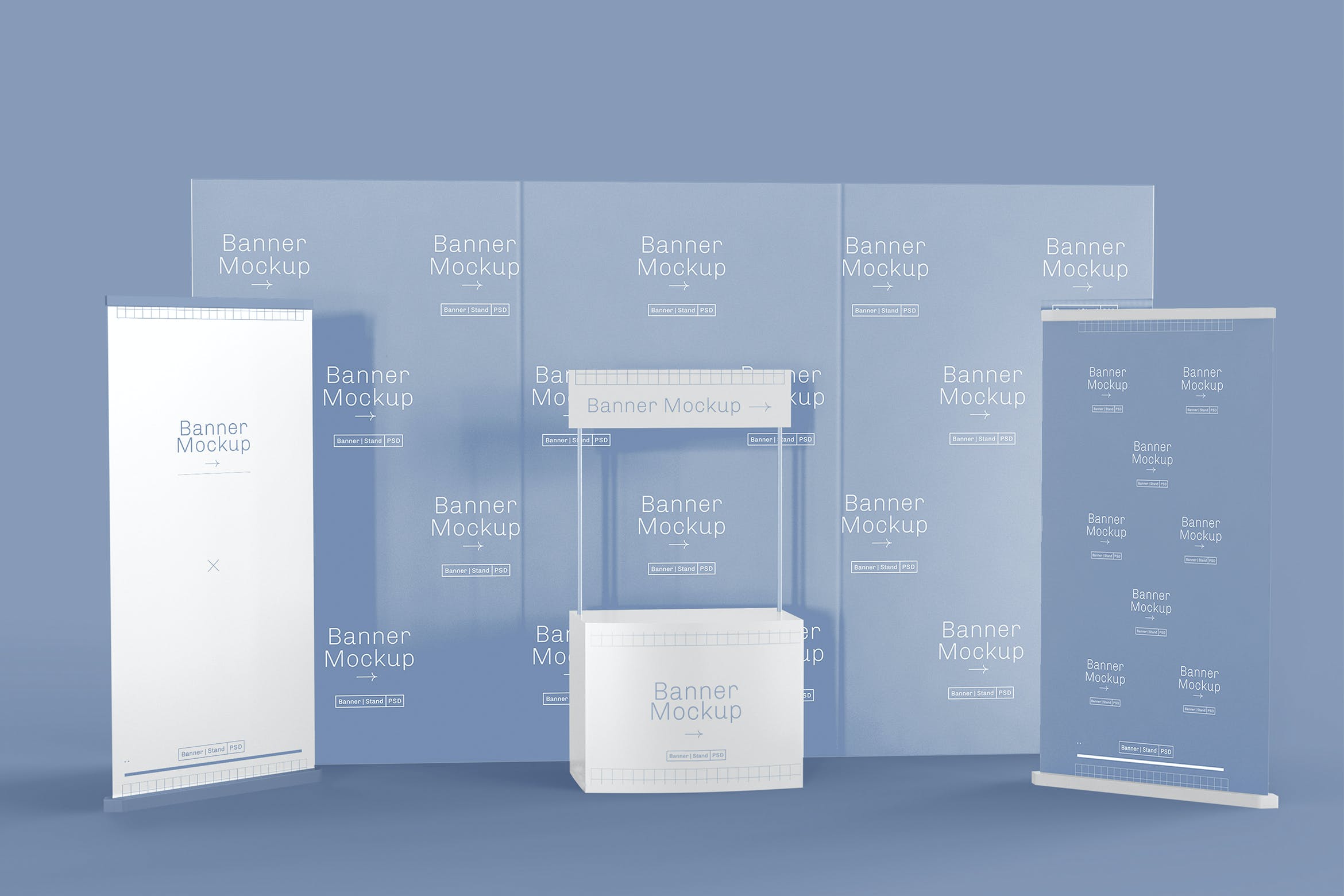 展台舞台场景广告设计样机模板v2 Exhibition Mockup