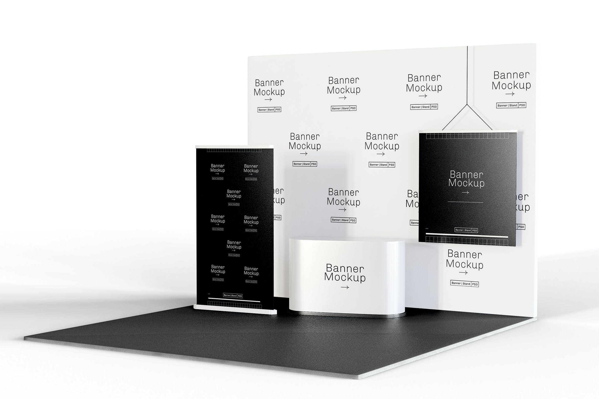 展台舞台场景广告设计样机模板v1 Exhibition Mockup