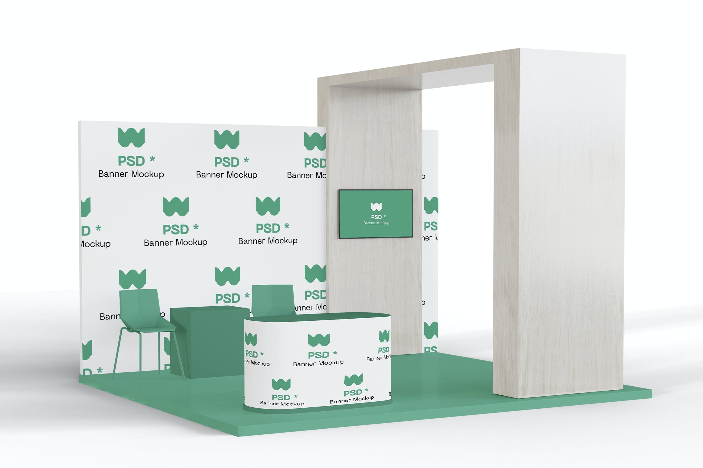 展览馆展台广告设计样机素材 Stand Mockup