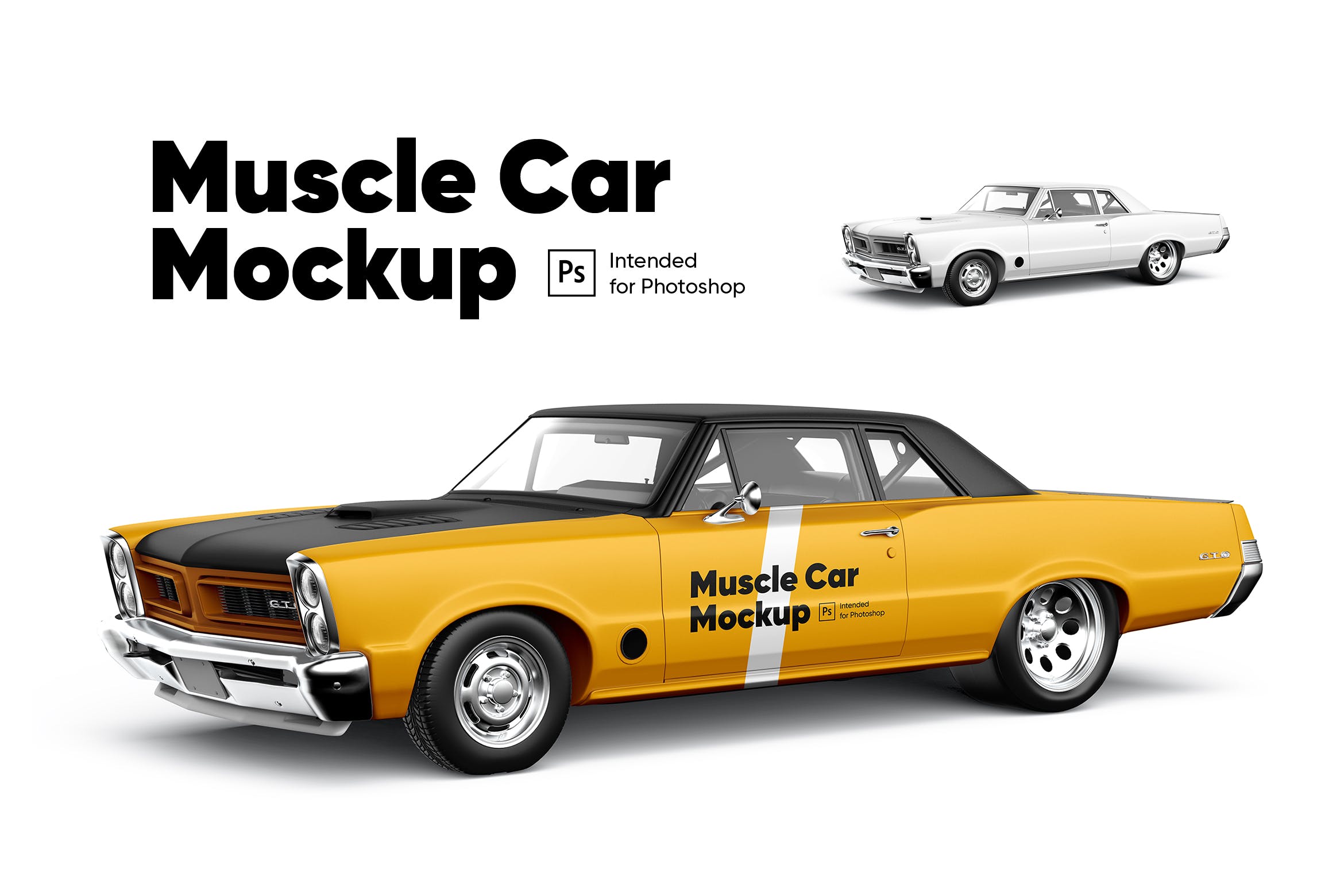 美国肌肉车车身广告设计样机模板 Muscle Car Mockup