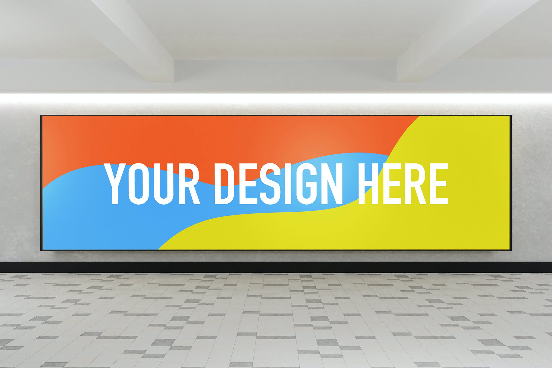 YDM室内地铁广告牌设计样机模板 YDM Indoor Advertising Billboard Mockup