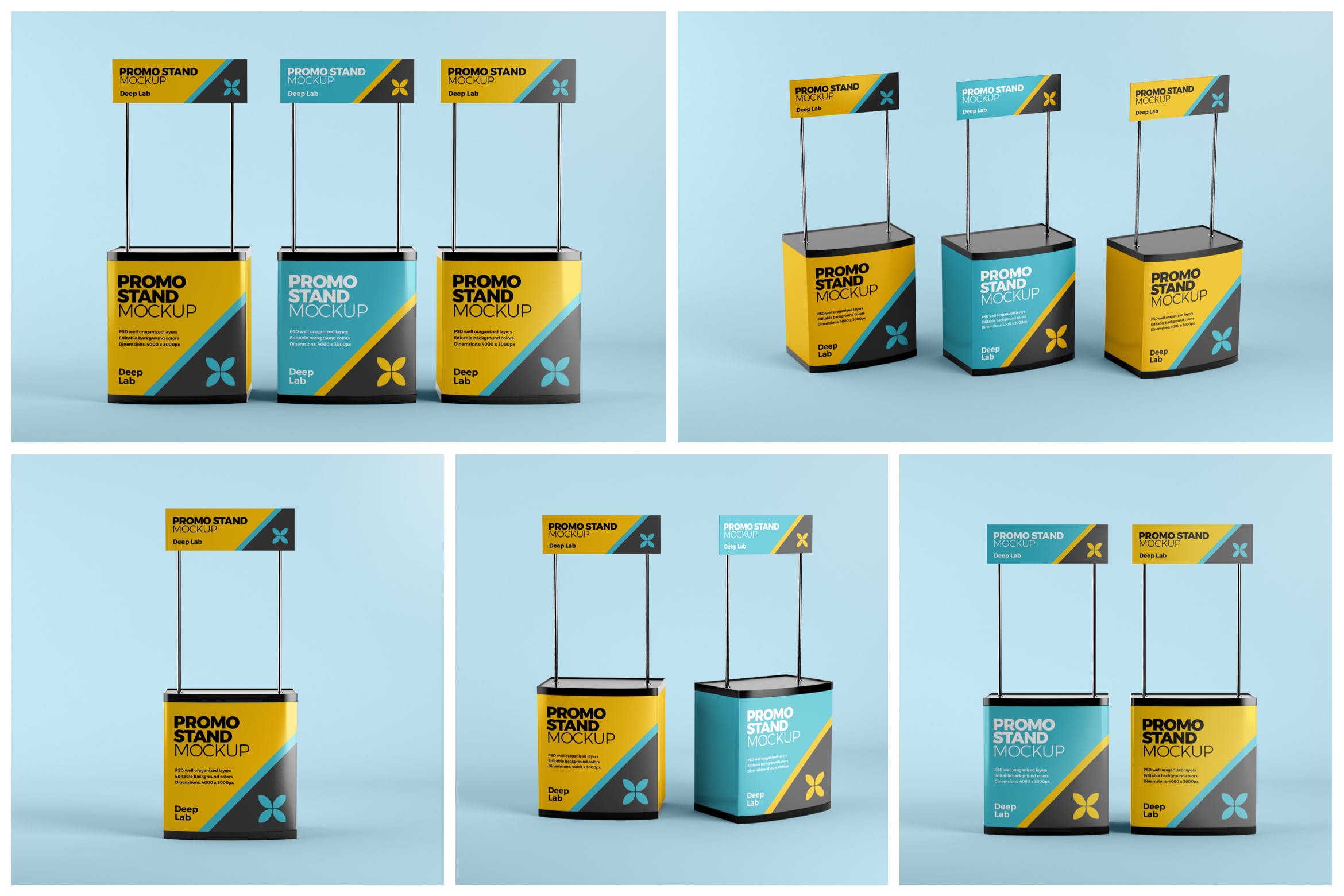 超市促销台广告设计样机集 Promo stand mockup set