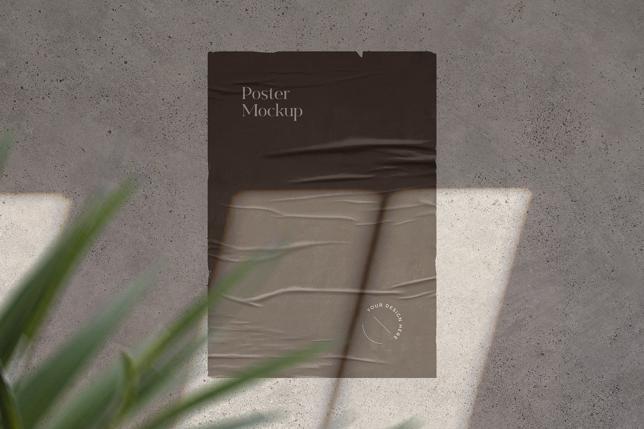 阴影叠层破旧海报样机模板 Worn Poster Mockup with Shadow Overlay