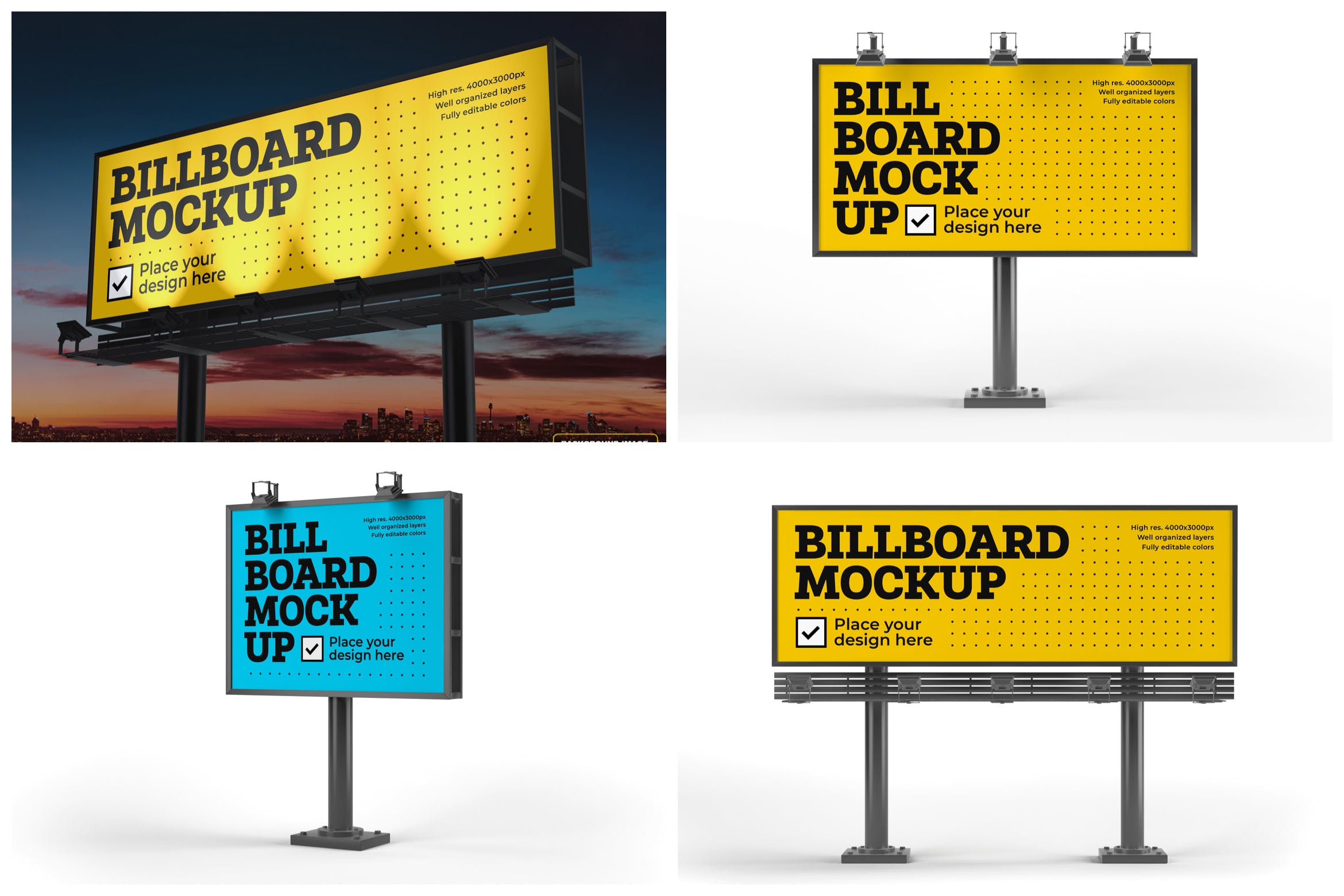 高速公路广告牌设计样机集 Billboard Mockup Set
