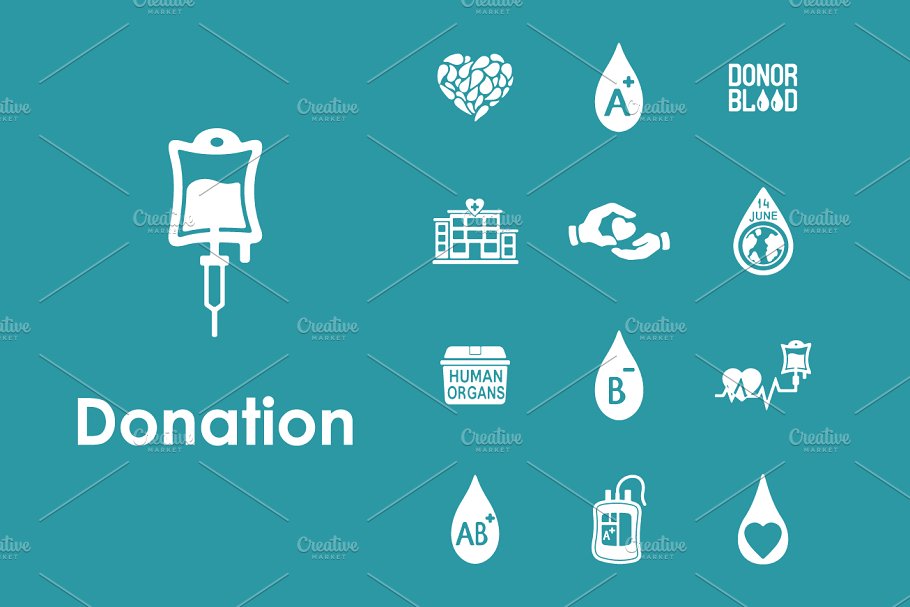 捐赠打赏图标素材 Set of donation simple icons