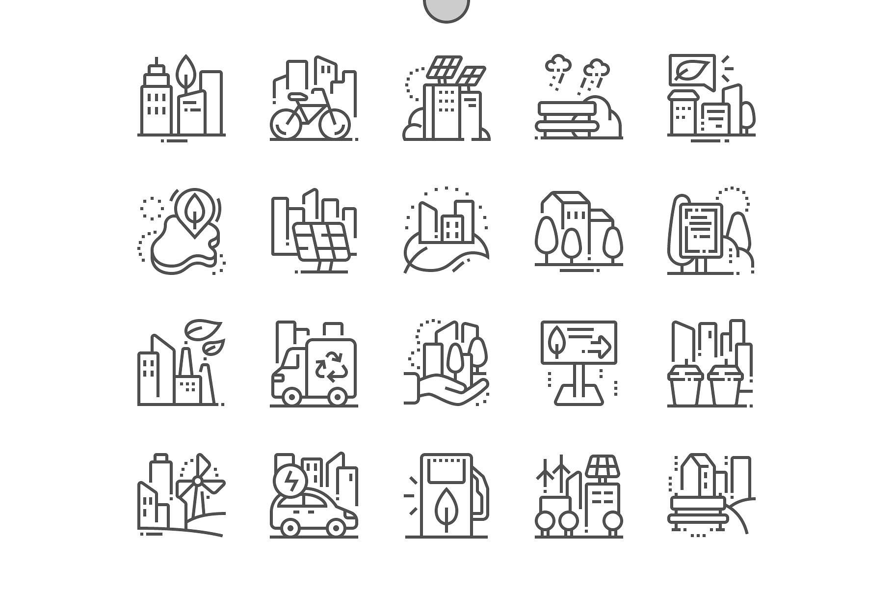 生态友好的城市图标 Eco friendly city Line Icons