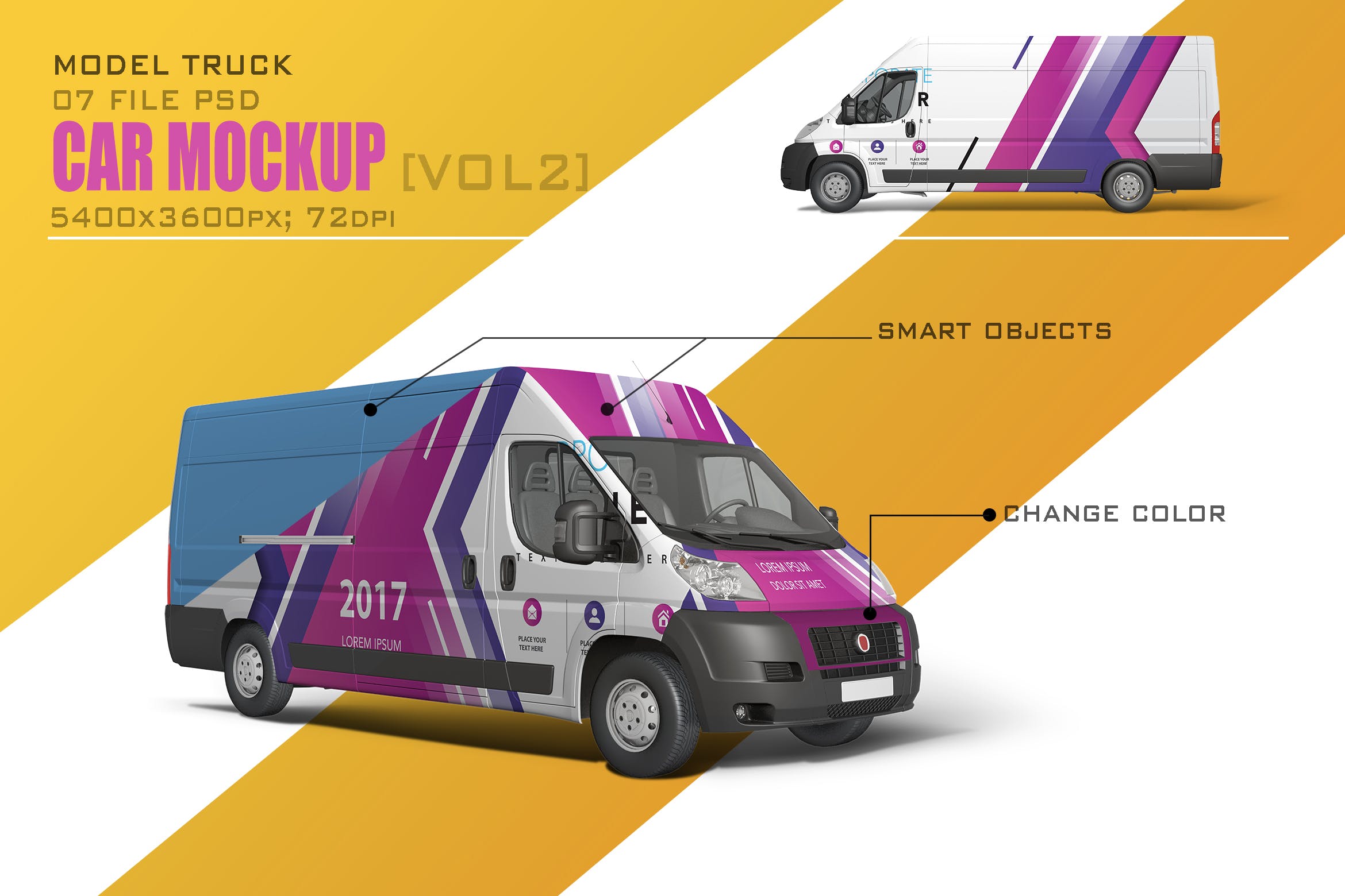 中型货车车身广告效果图样机模板V.2 Car Mockup [Vol2]