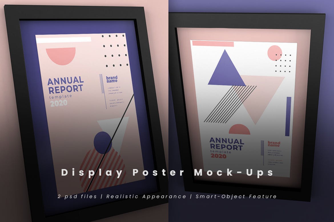 黑色画框海报效果图展示样机模板 Display Poster Mock-Ups