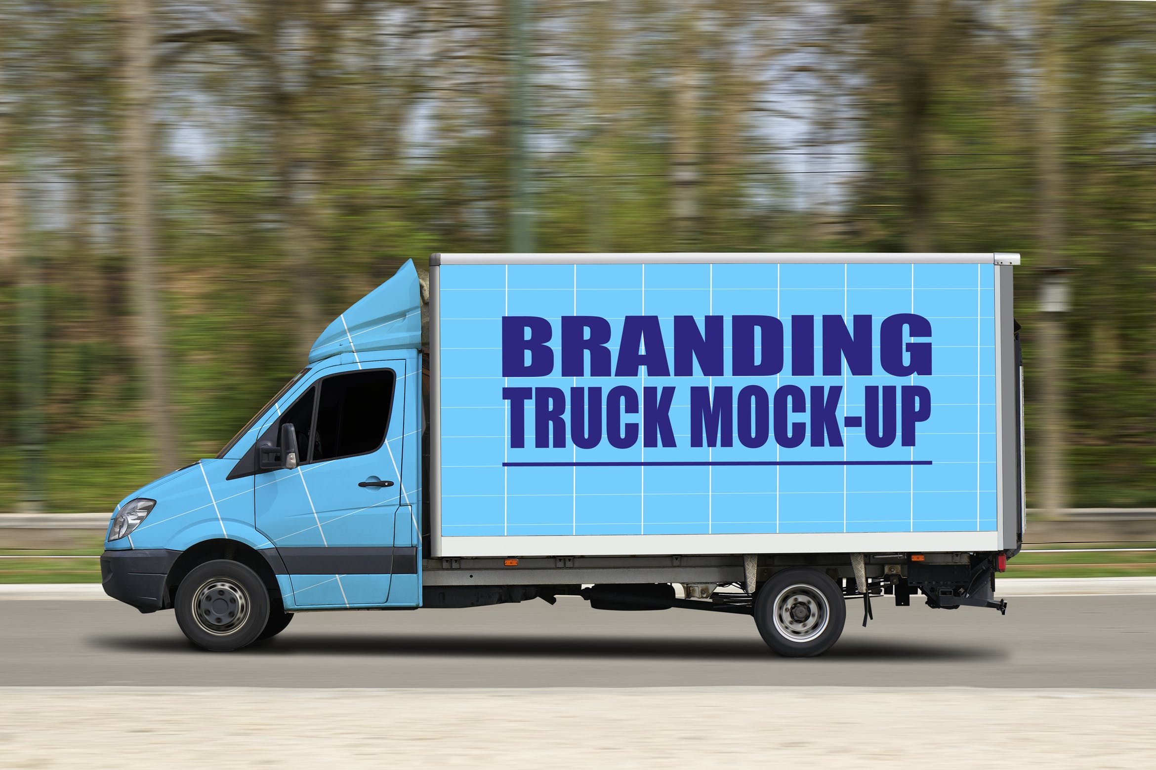 行驶中的卡车-样机 Truck in motion-Mockup