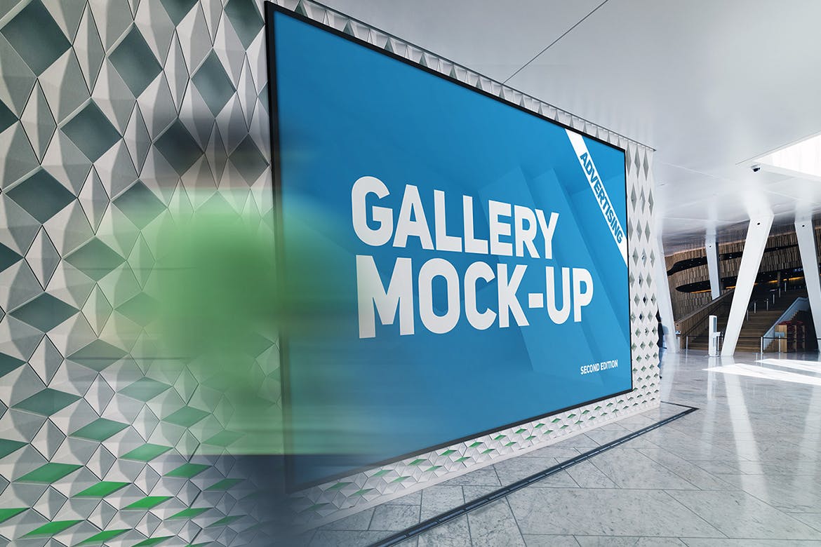 展厅画廊巨幅海报设计图样机模板v3 Gallery Poster Mockup v.3