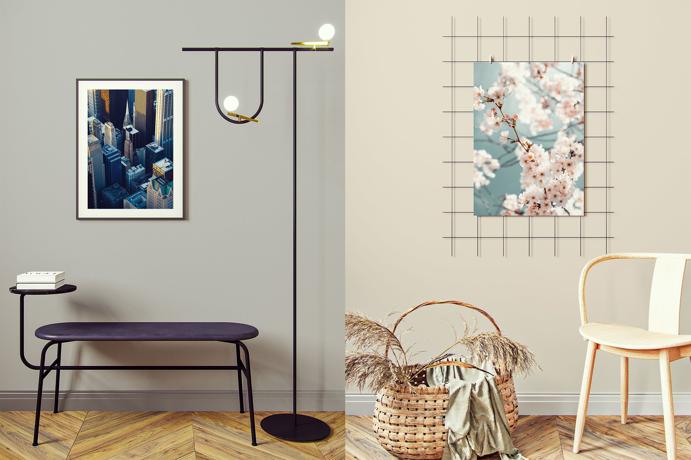 室内海报张贴效果图样机v3 Poster Frame Mockup v3