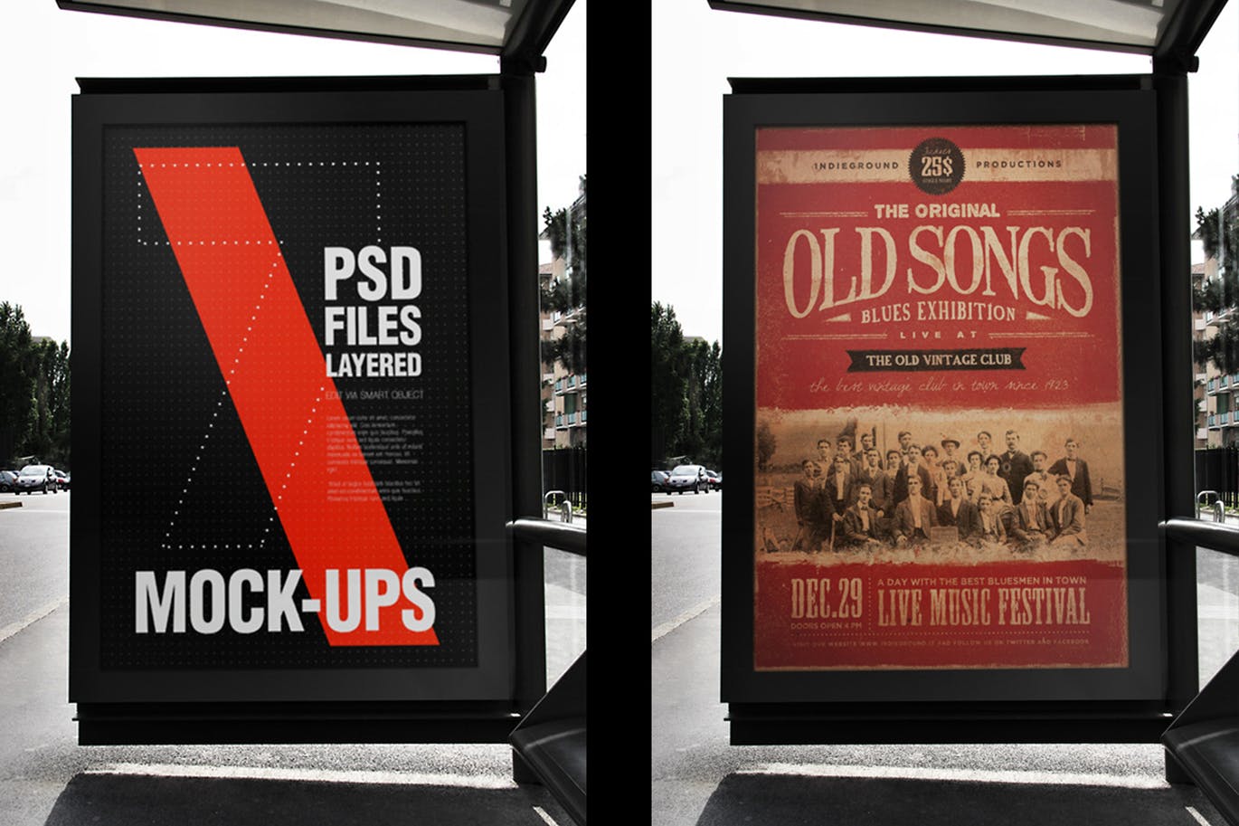 城市街道传单海报张贴效果图样机 Urban Flyer Poster Mockup