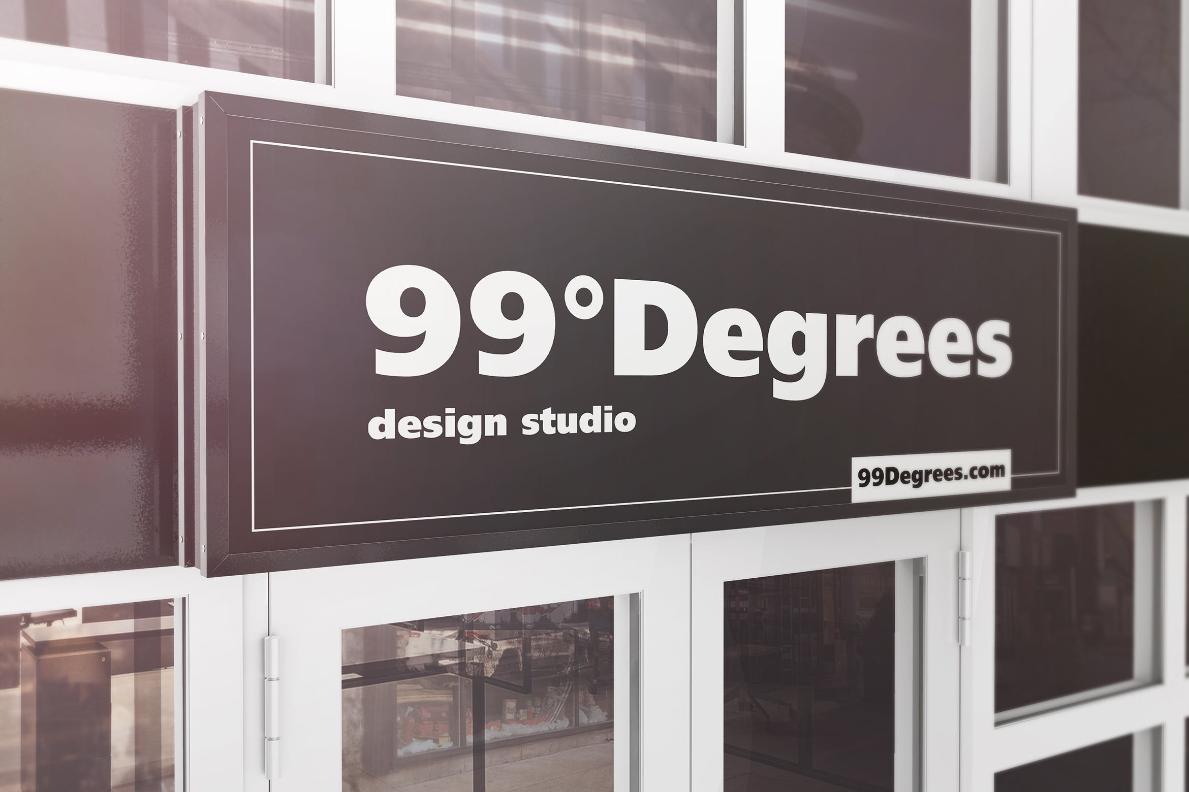 建筑广告招牌效果图样机模板 Building Advertising Signboard Mockup