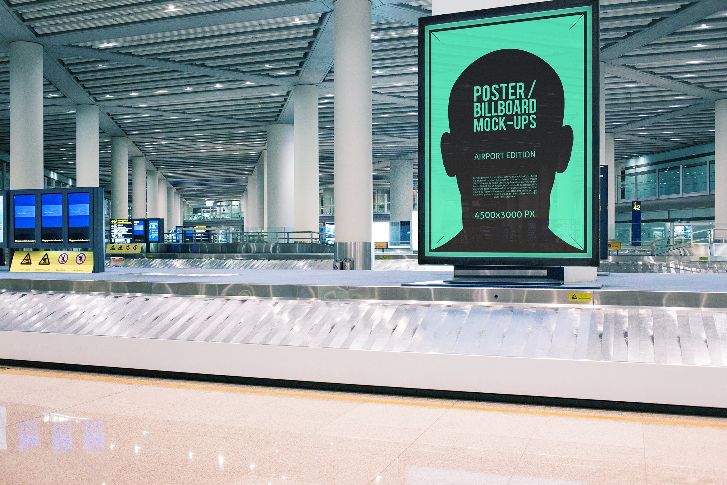 机场候机室海报/广告牌样机模板#8 Poster / Billboard Mock-ups – Airport Edition #8