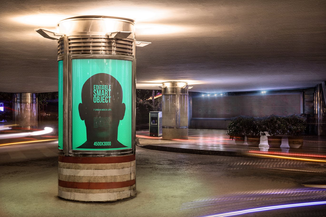 城市夜景海报广告牌设计效果图预览样机#6 Urban Poster-Billboard Mock-Ups – Night Edition #6
