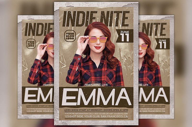 独立艺术家海报设计模板 Indie Artist Flyer Template