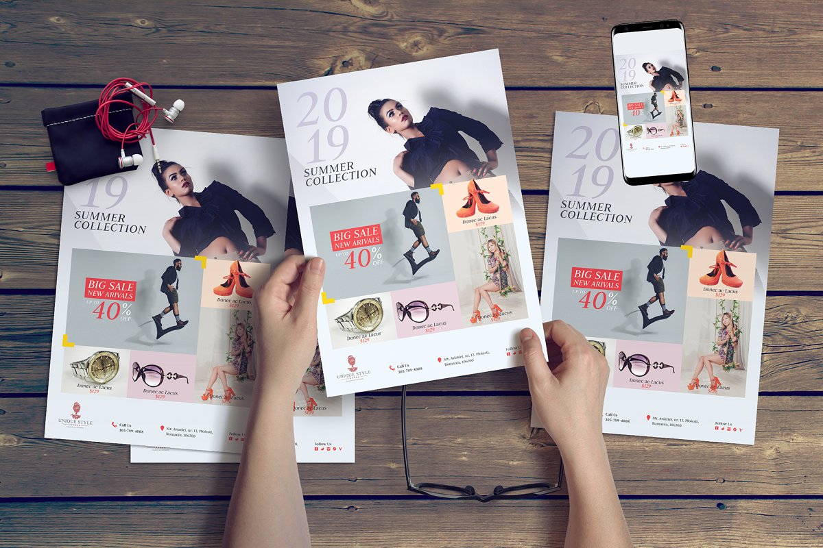 时尚服装产品促销海报传单设计