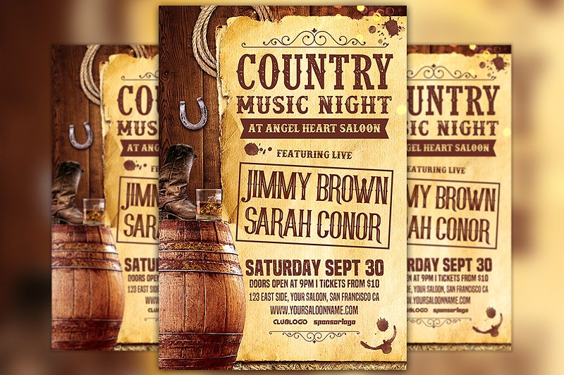 乡村音乐海报制作模板 Country Music Night Vol 2 Flyer