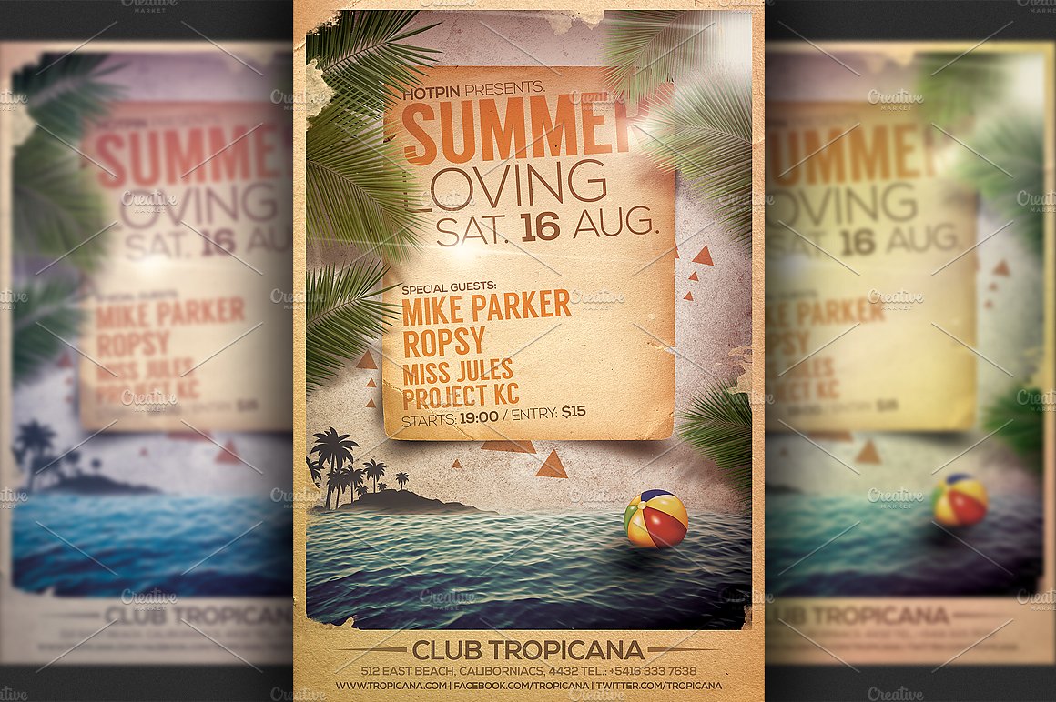 夏日派对宣传单模板 Summer Party Flyer Template