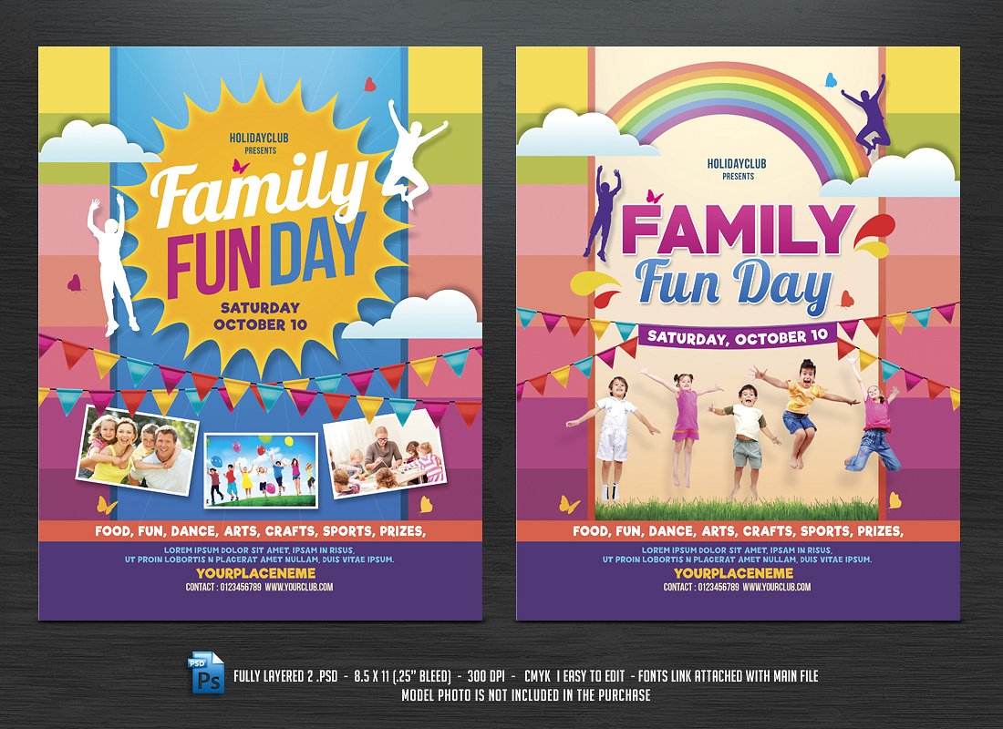 家庭趣味娱乐日海报制作 Family Fun Day Flyers