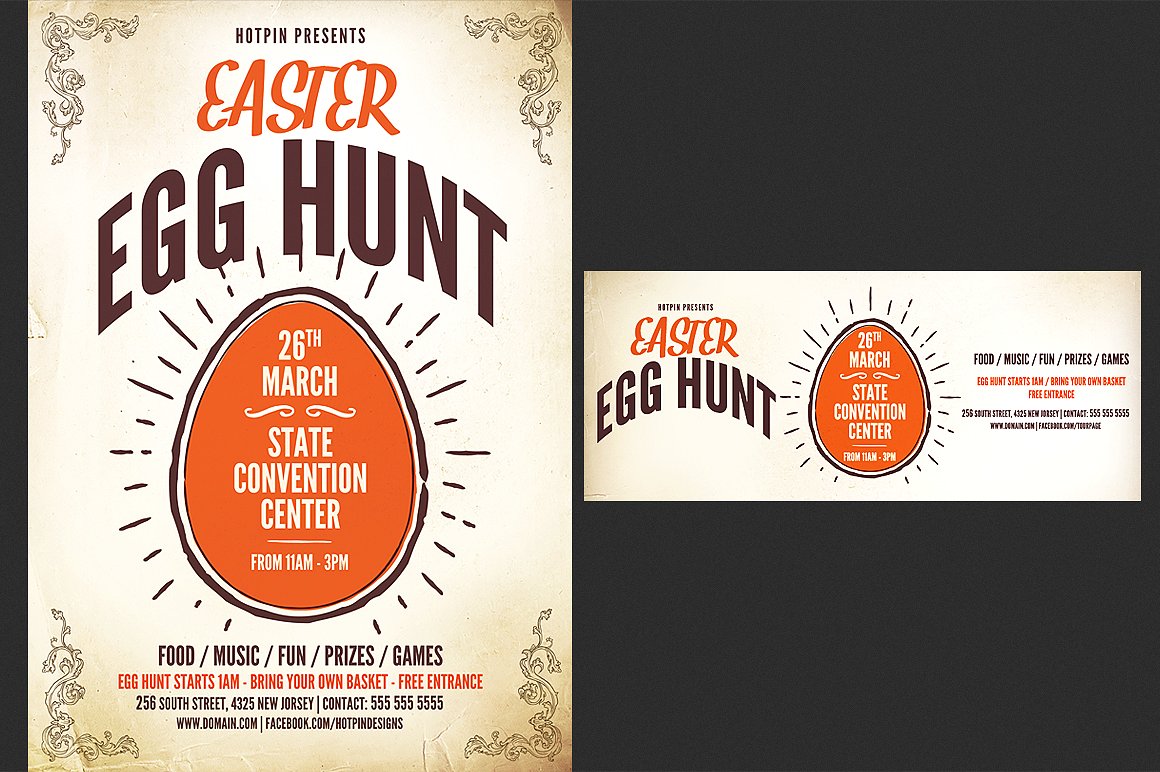 复活节彩蛋海报模板 Easter Egg Hunt Flyer Template