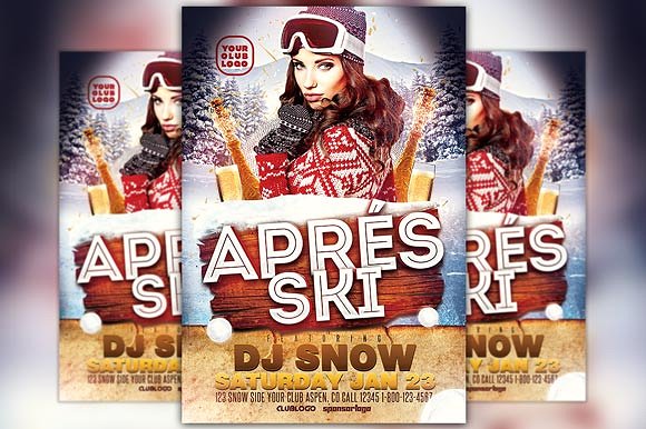 圣诞节滑雪传单设计模板 Apres Ski Flyer Template