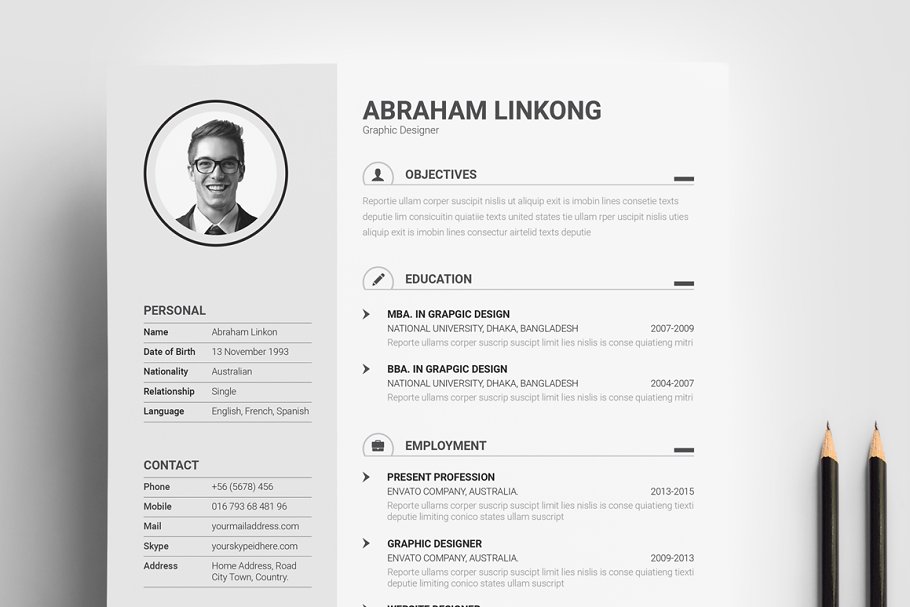 简约的个人简历模板 Resume CV with Portfolio