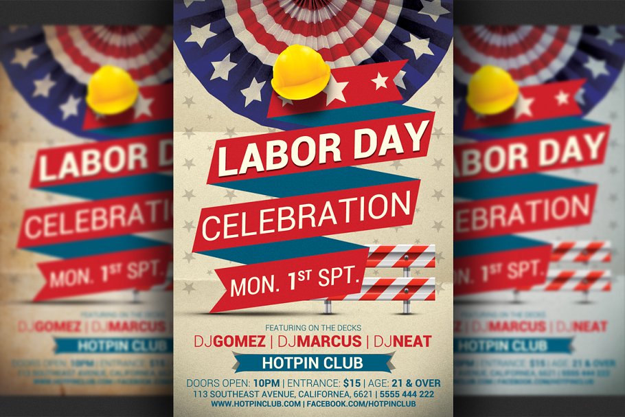 劳动节派对传单模板 Labor Day Party Flyer Template