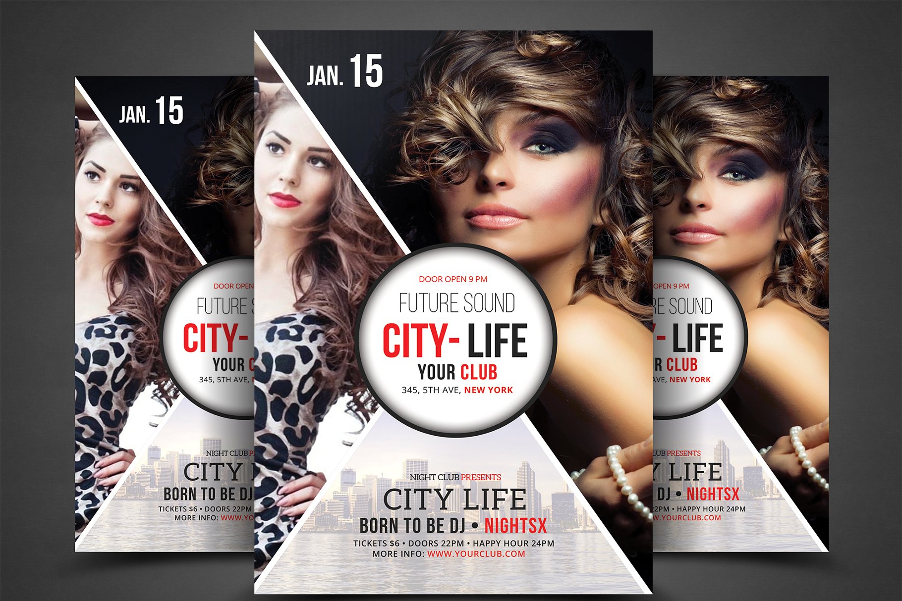 时尚理发店海报模板 Futuristic Festival Concert Flyer