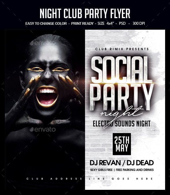 性感女孩夜总会派对传单设计模板