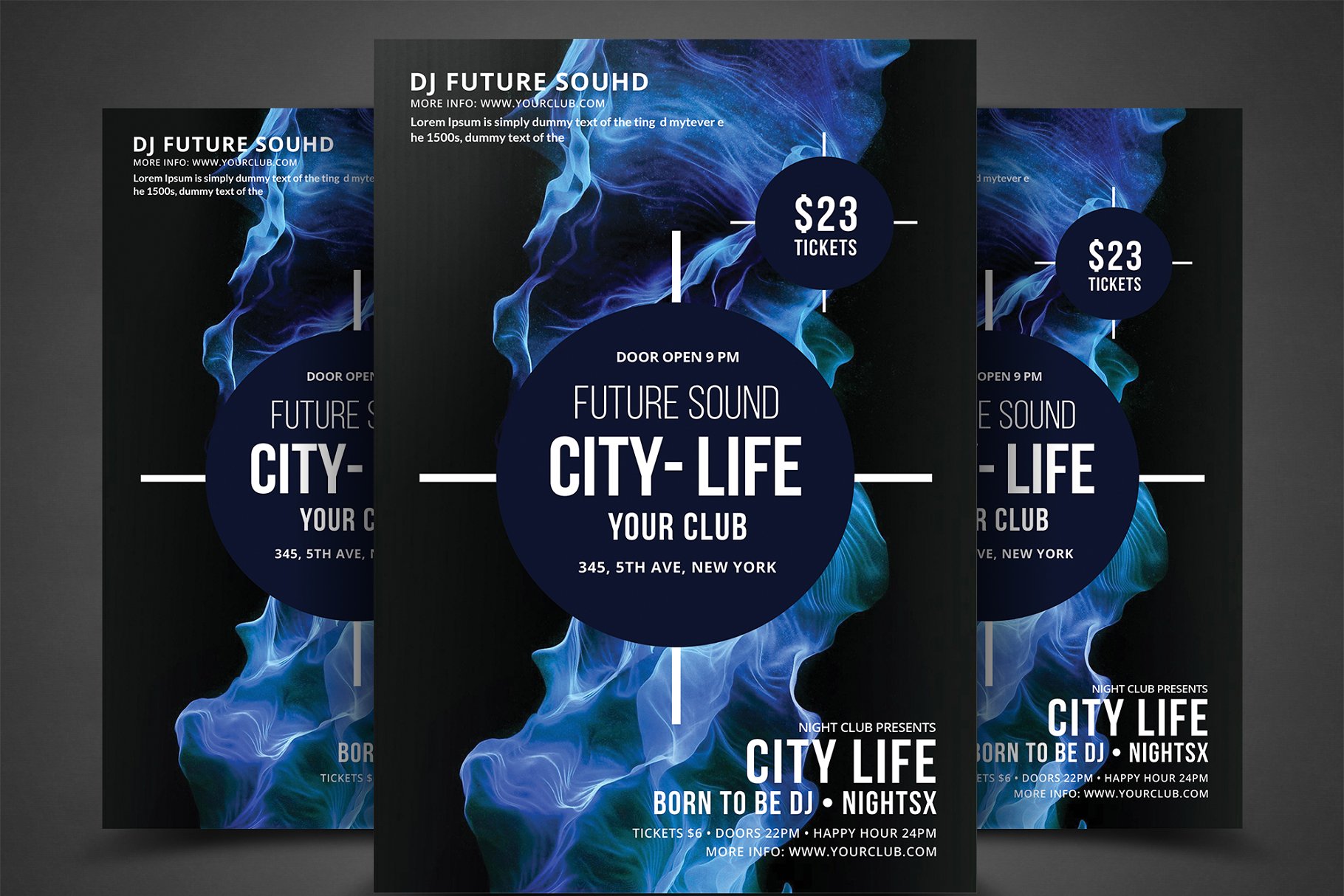 未来音乐会宣传单模板 Futuristic Festival Concert Flyer