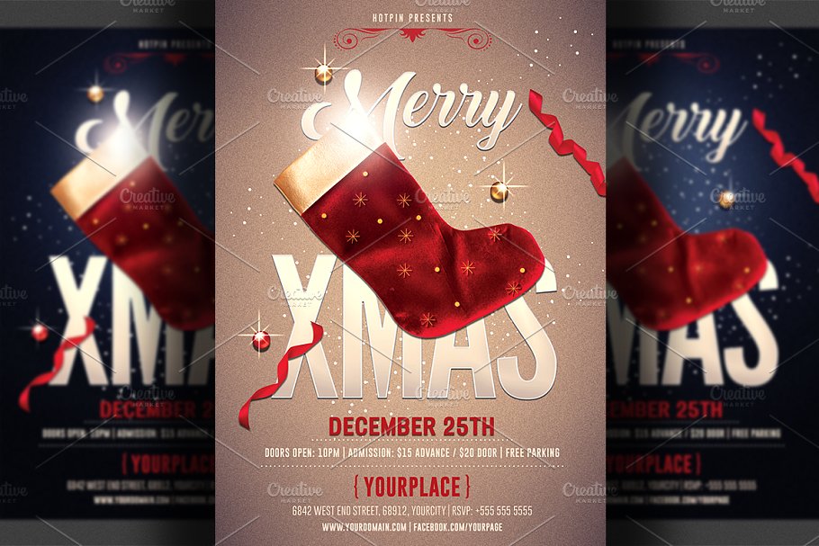 圣诞节派对海报模板 Christmas Party Flyer