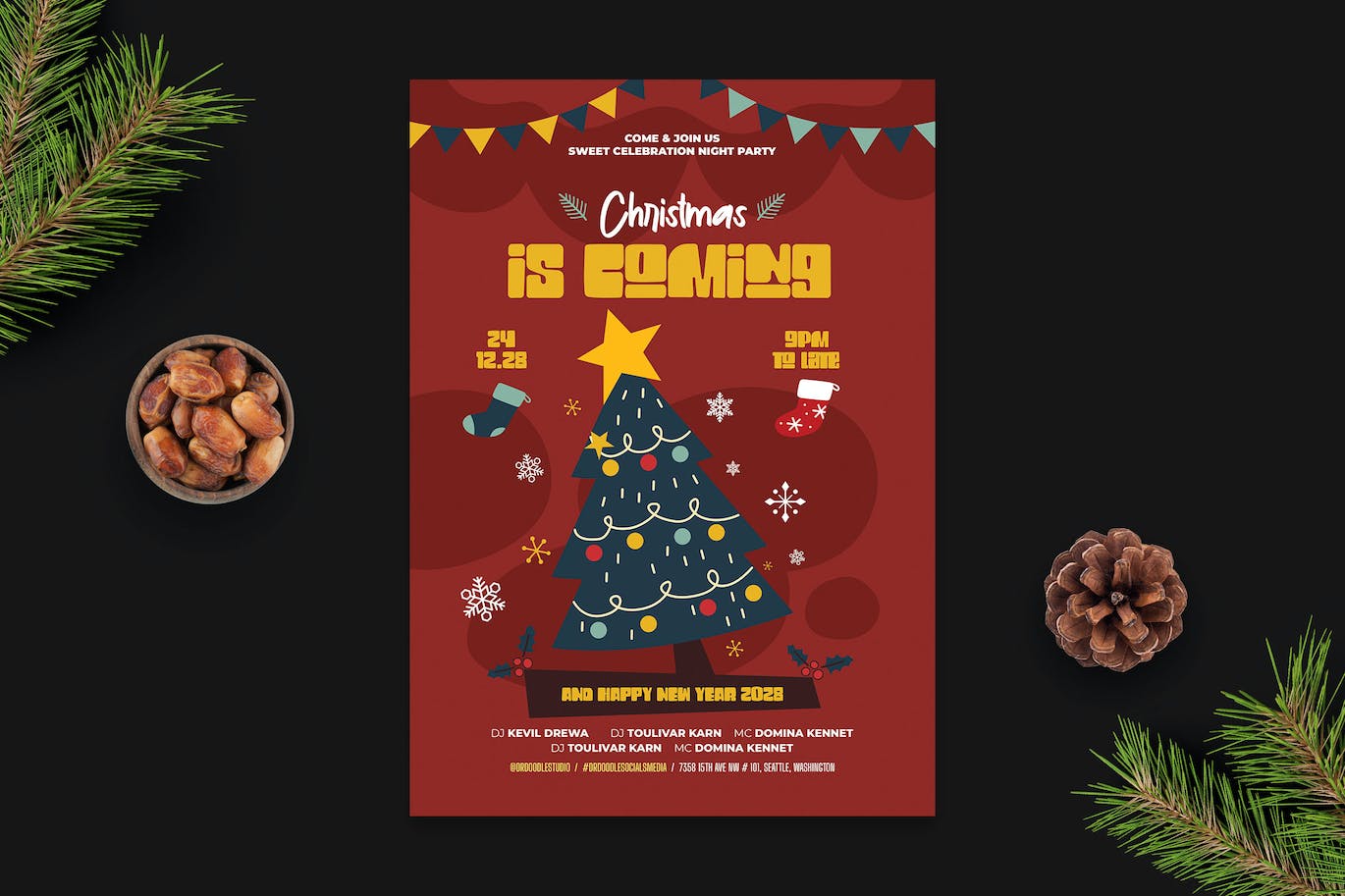 圣诞快乐庆祝传单模板