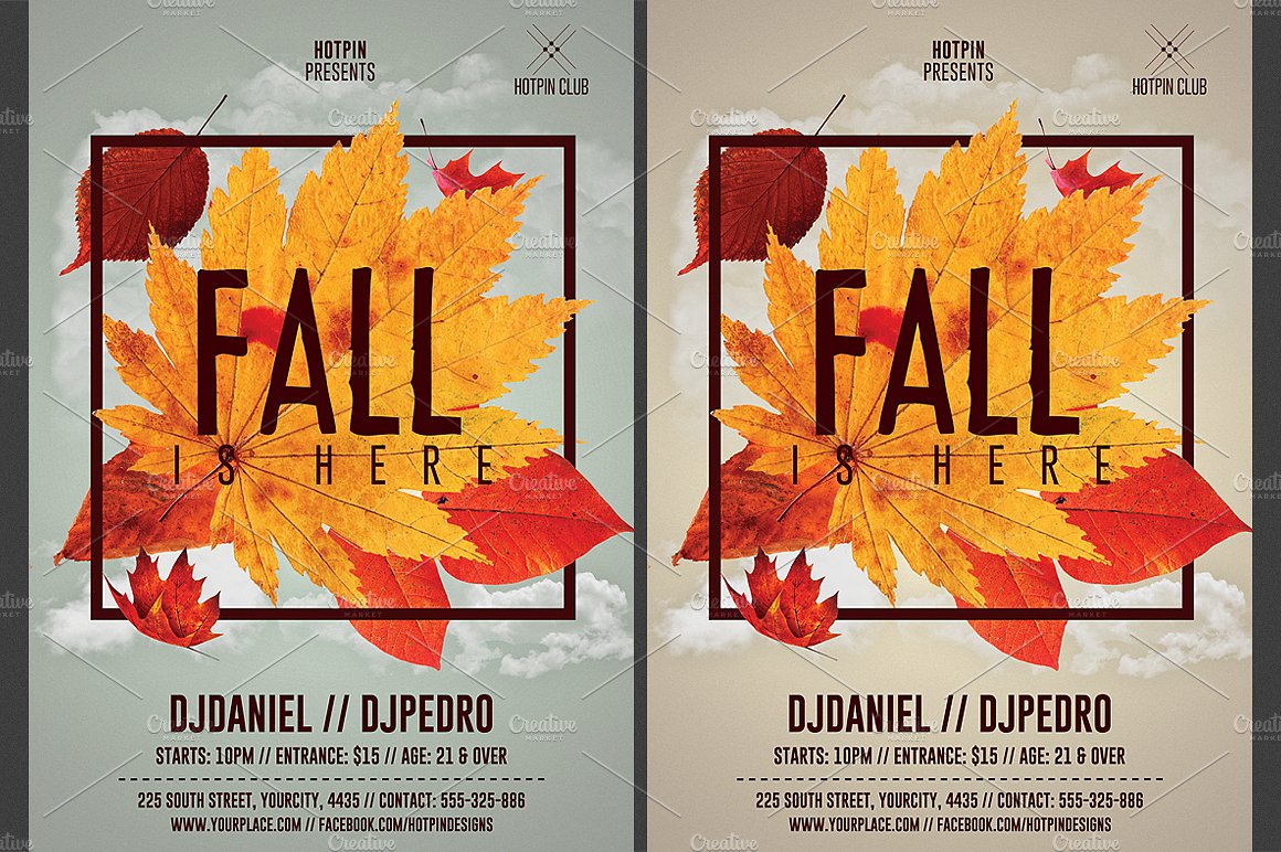 秋天派对海报模板 Fall Party Flyer Template