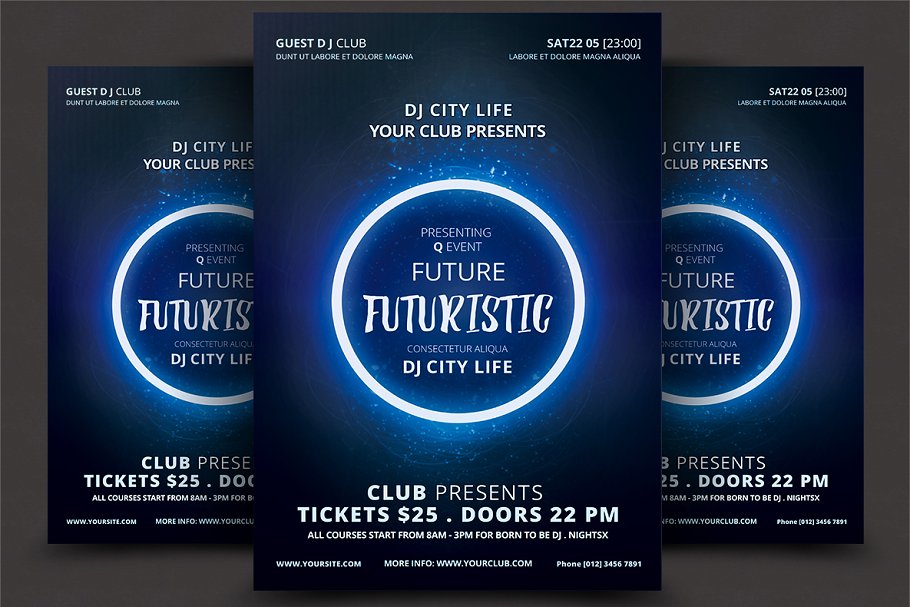 未来风格宣传海报模板 Futuristic Flyer