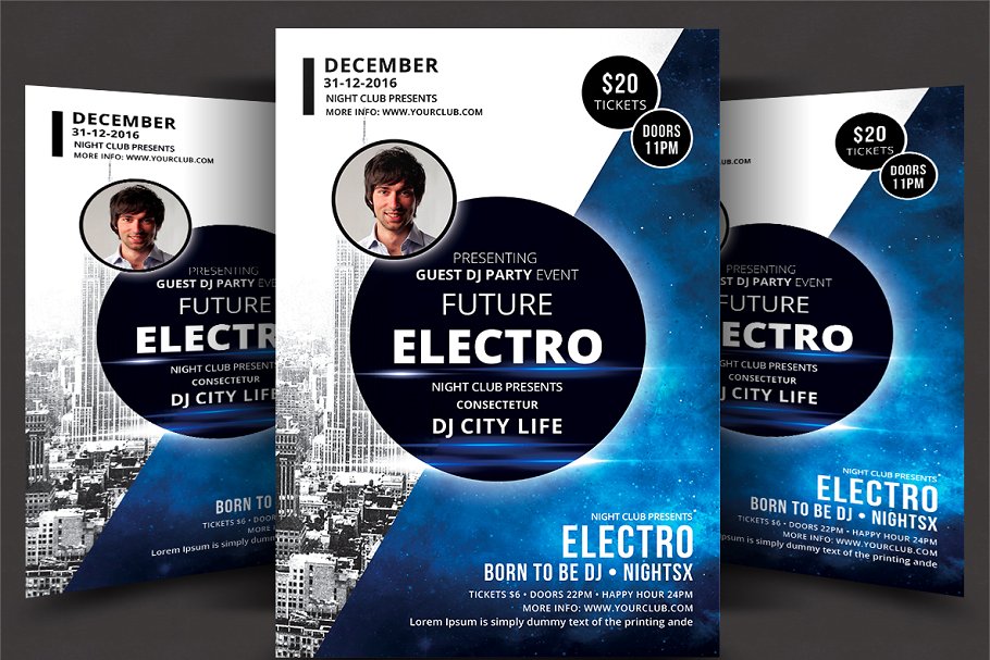 未来电子科技海报元素模板 Future Electro Flyer