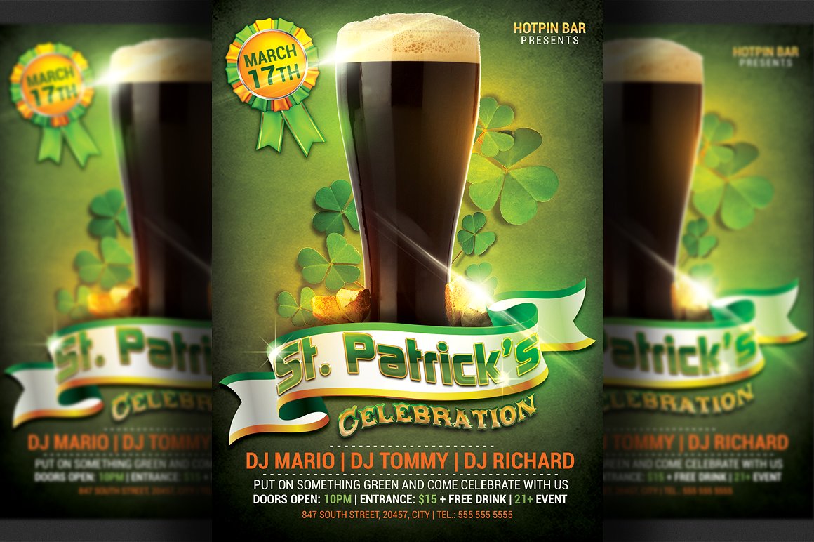 圣帕特里克斯绿色海报设计模板 St Patricks Party Flyer Template
