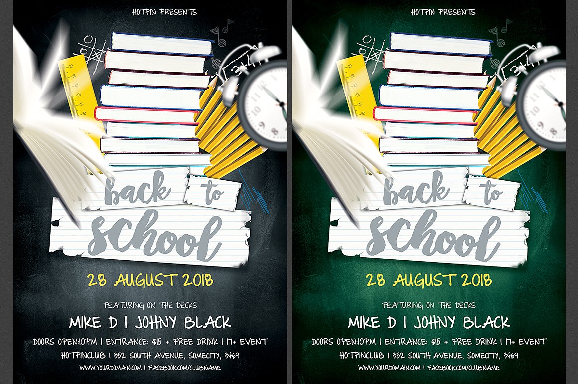 学校元素海报设计模板 Back to School Party Flyer