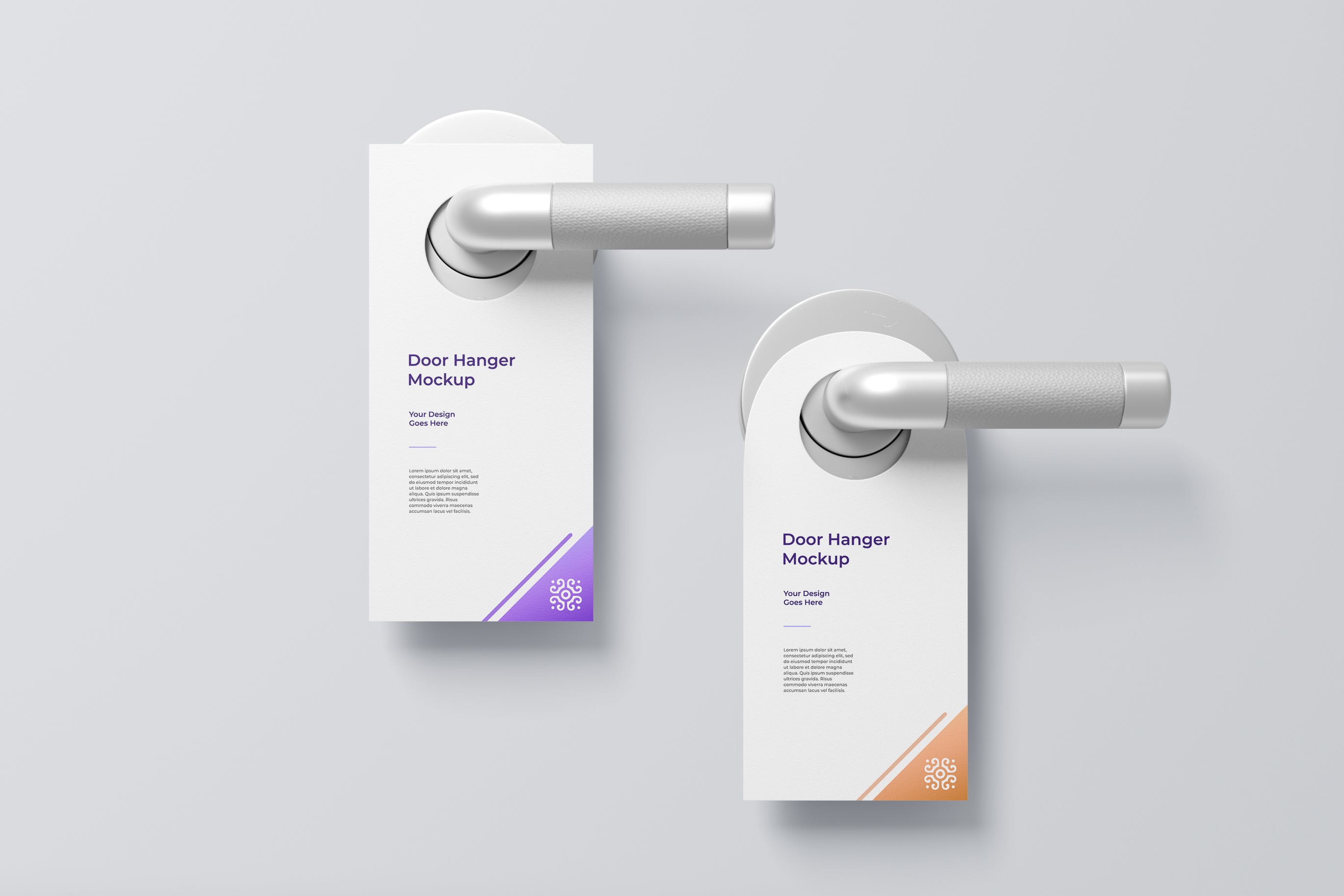 门把手挂耳吊牌设计样机模板 Door Hanger Mockup