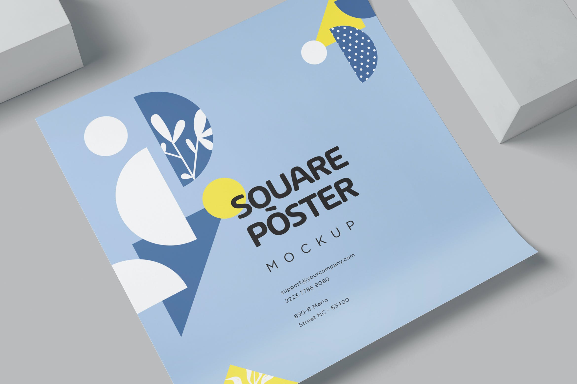 方形印刷海报效果图样机 Square Poster Mockups