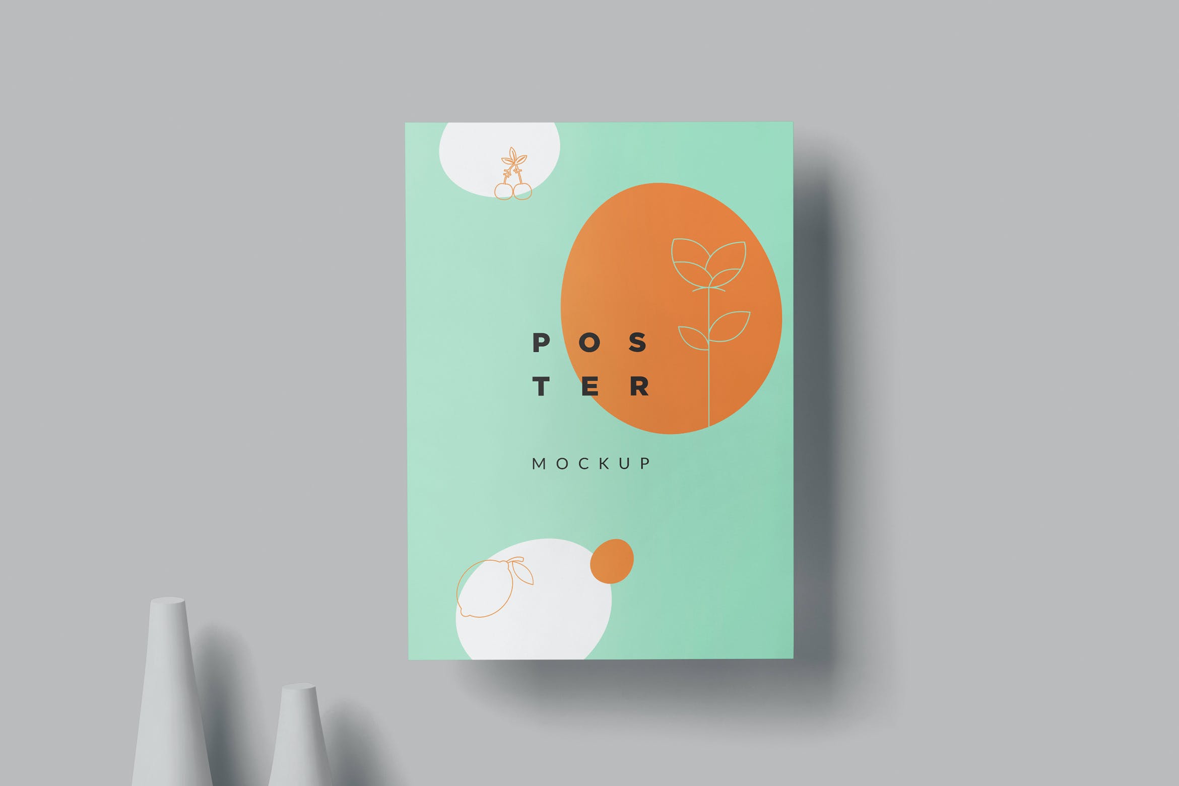 浮动阴影海报传单样机 Floating Portrait Poster Mockups