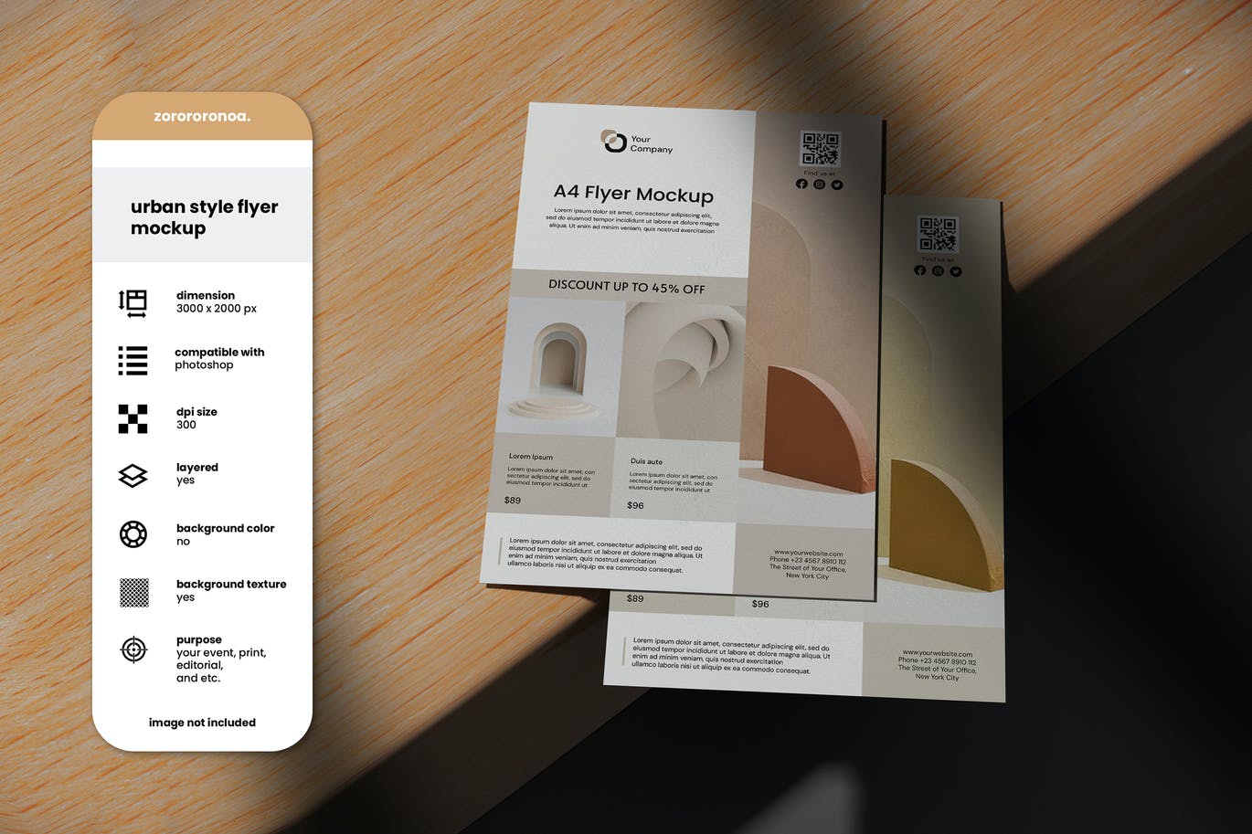 阴影效果传单海报样机素材 Urban Style Flyer Mockup with Shadow Overlay