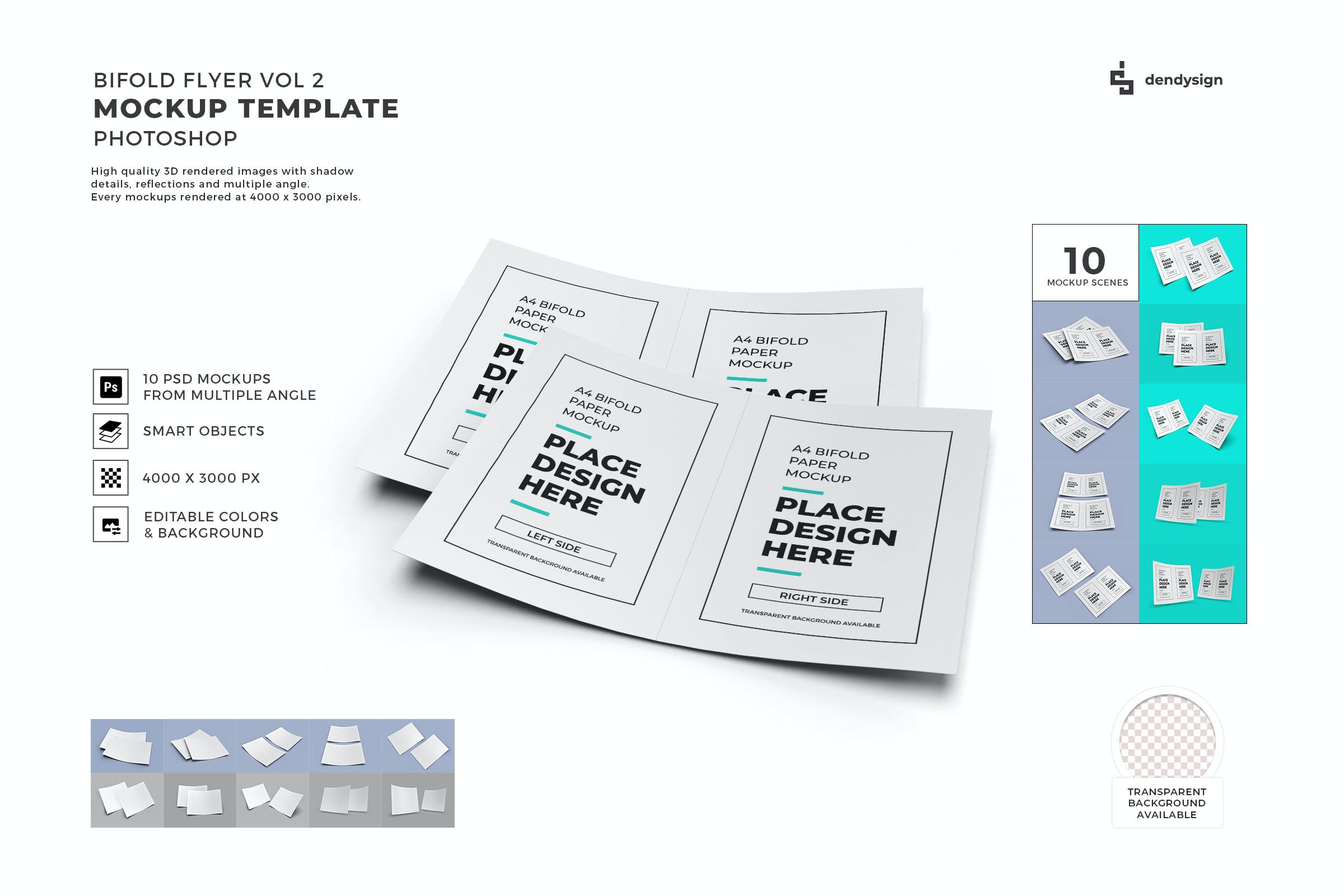 双折页传单设计样机模板合集v2 Bifold Flyer Mockup Template Set Vol 2