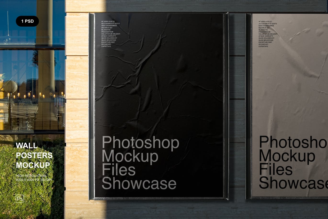 户外街道皱纹效果海报展示样机模板 Wall Posters Mockup