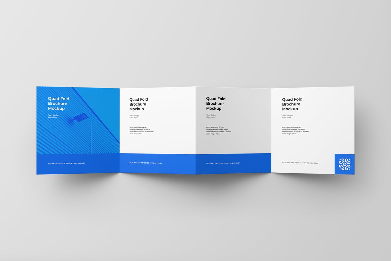 四折页小册子宣传册设计样机素材 Quad Fold Brochure Mockup